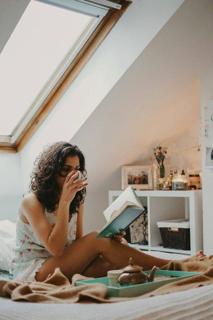 Woman holding book